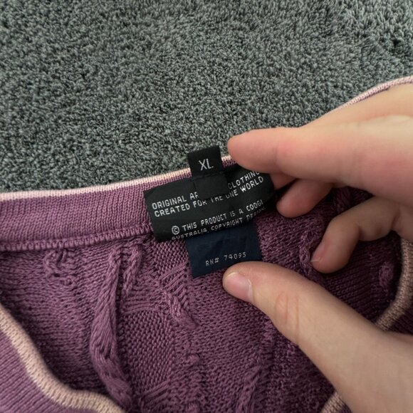 COOGI Australia Sweater Purple Short Sleeve XL Long 3D Knit Pullover Adult Uni - Picture 7 of 16